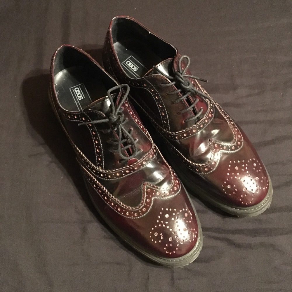 ASOS Burgundy Wingtip Brogue Oxfords